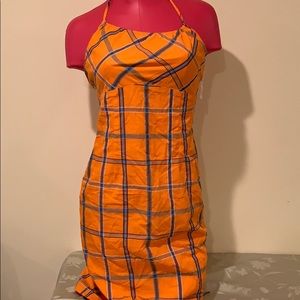 Orange plaid halter top dress